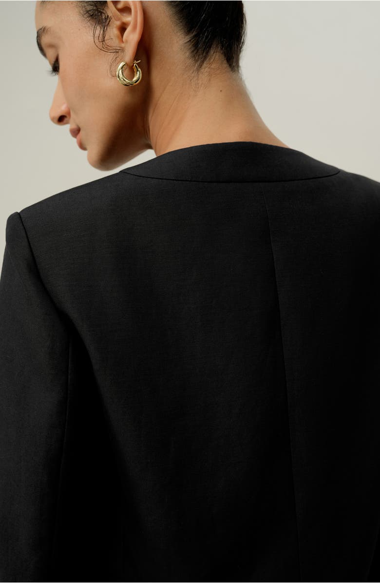 Lilysilk Mara Jacket in Silk Linen, Alternate, color, Black