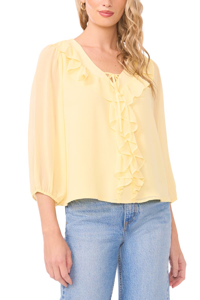 Ruffle Chiffon Top, Main, color, MELLOW YELLOW