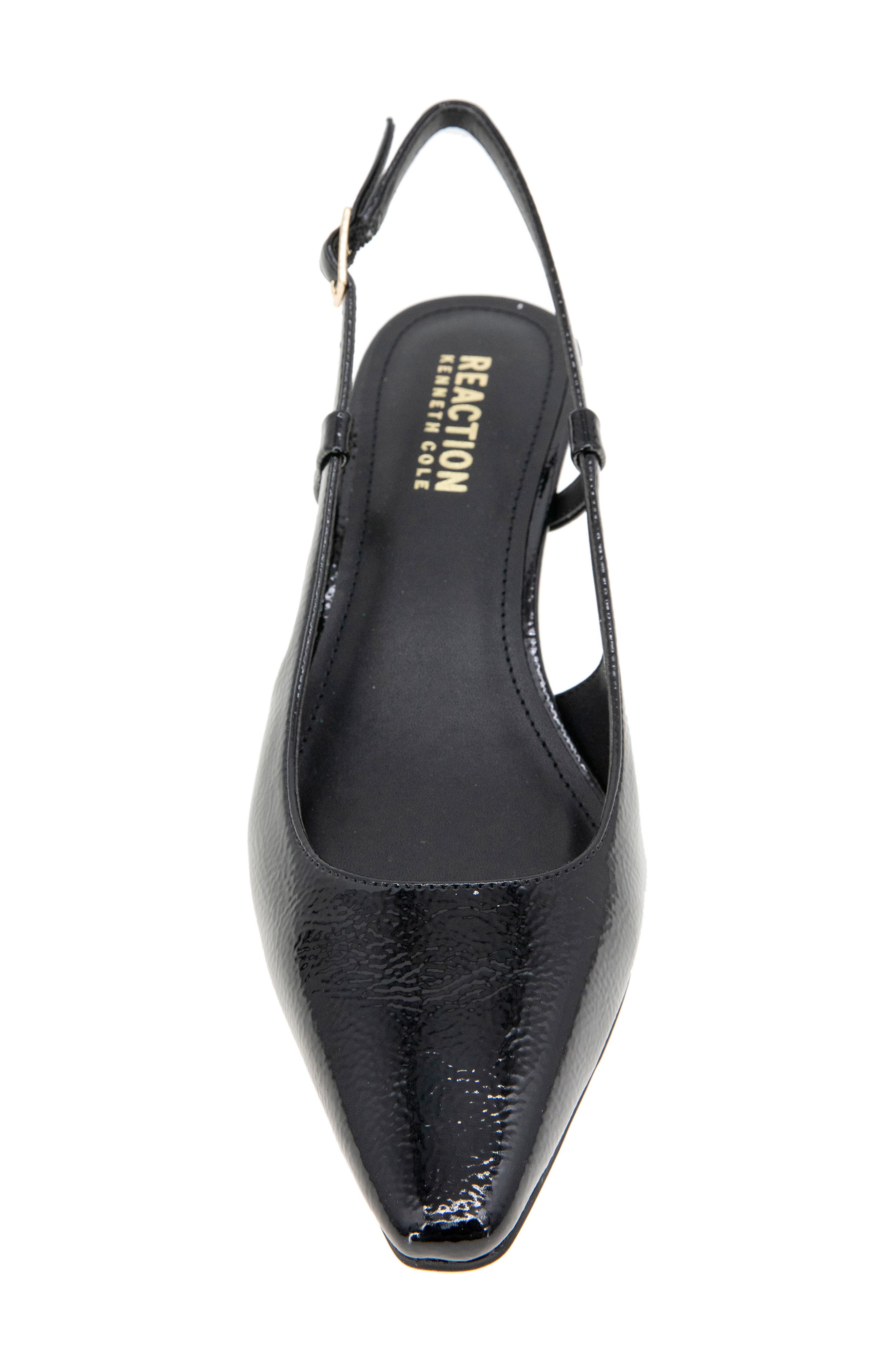 Reaction Kenneth Cole Maggie Kitten Heel Slingback Pump, Alternate, color, Black Crinkle Patent