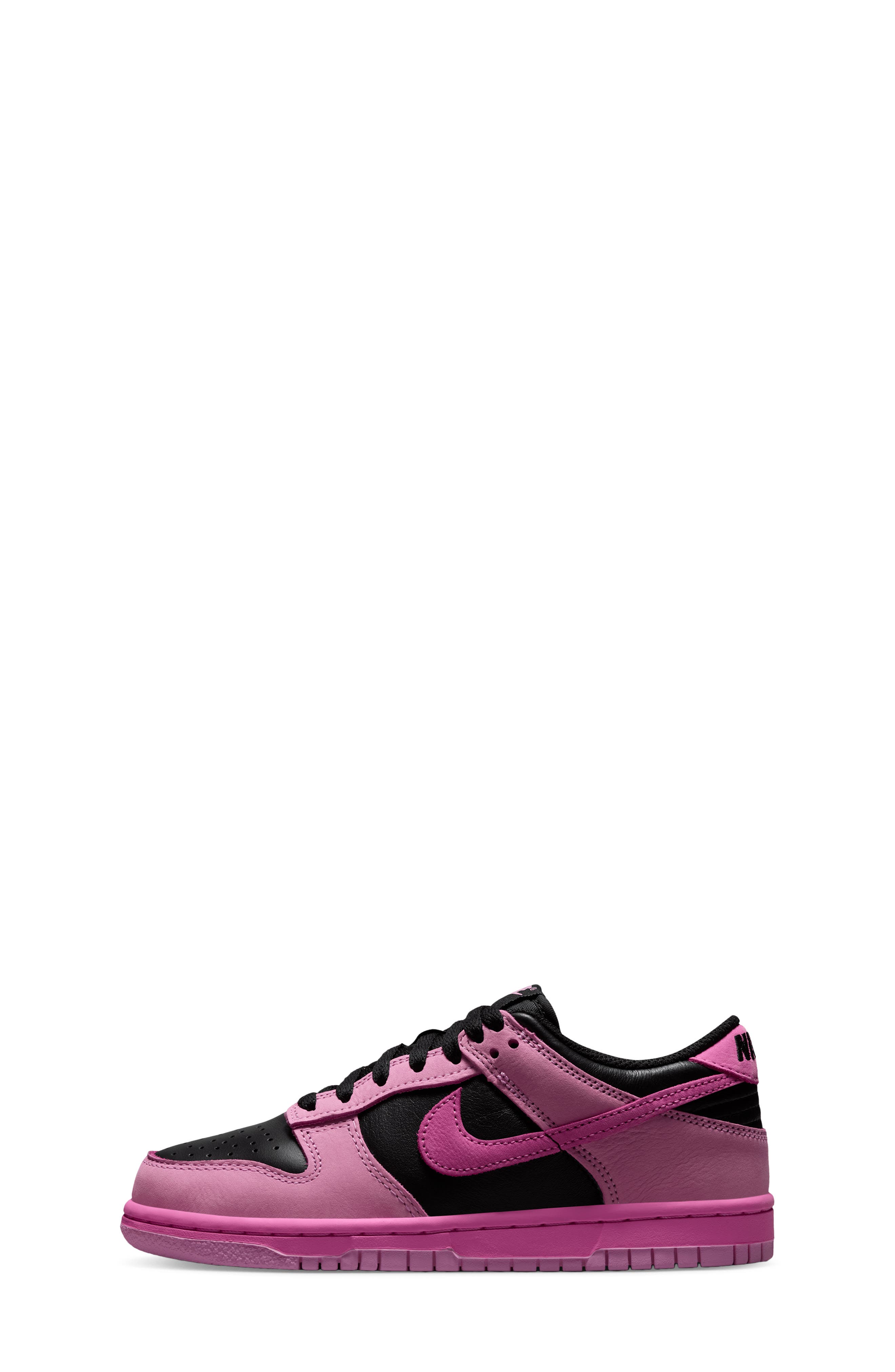 Kids' Dunk Low SE Sneaker, Alternate, color, PINK RISE/ BLACK/ PLAYFUL PINK