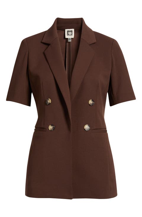 Short Sleeve Double Breasted Jacket (Regular & Plus)
