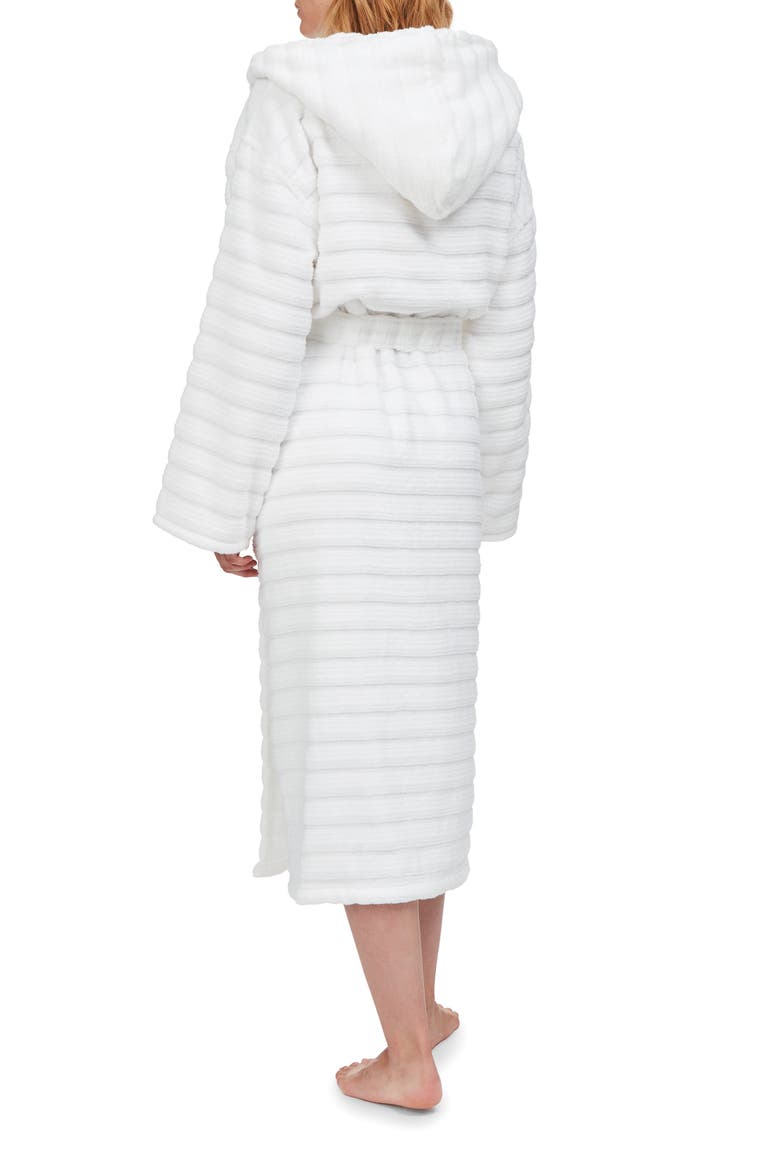 Hooded Ribbed Hydrocotton Robe, Alternate, color, WHITE