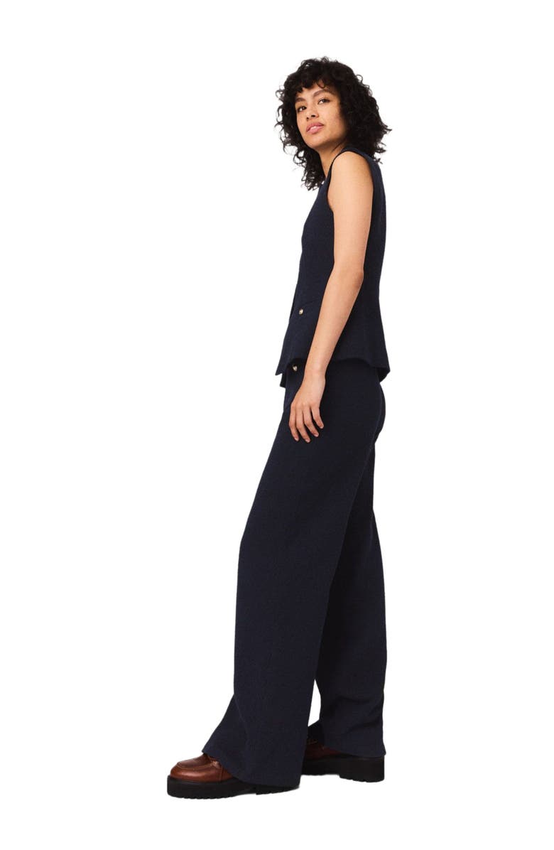 maje Straight-leg tweed trousers, Alternate, color, Navy