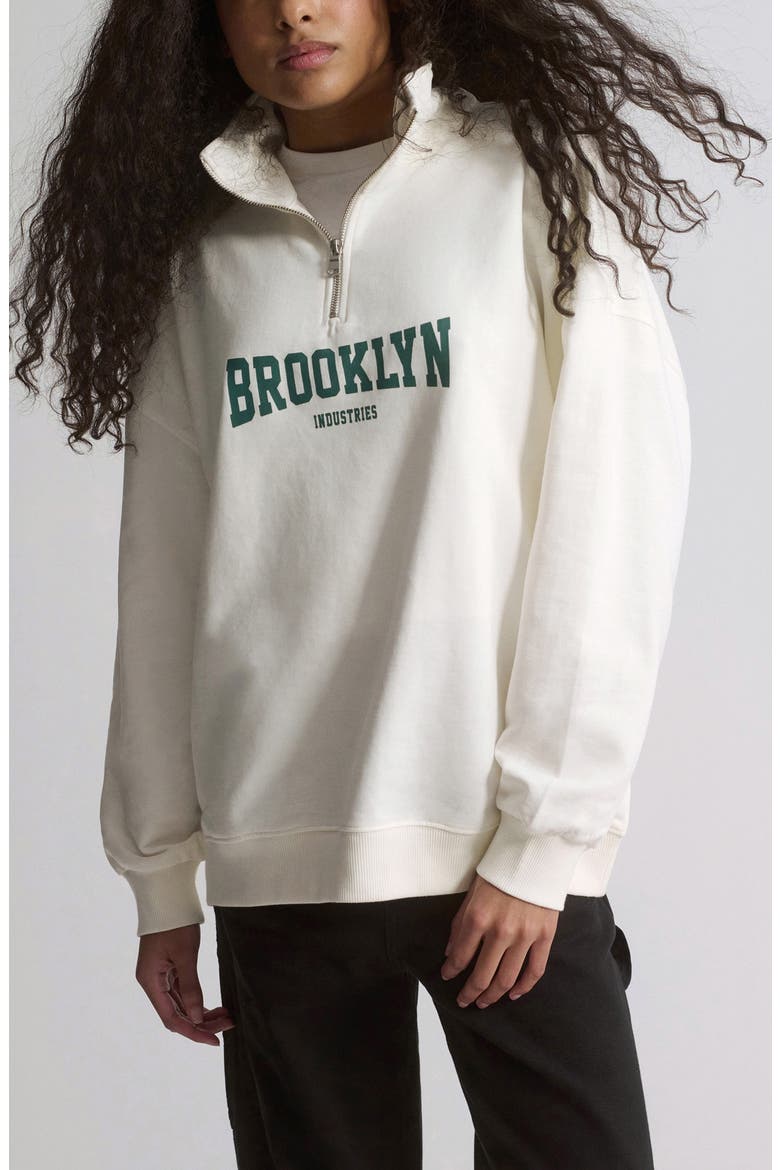 Half Zip Sweatshirt, Main, color, ANTIQUE WHITE