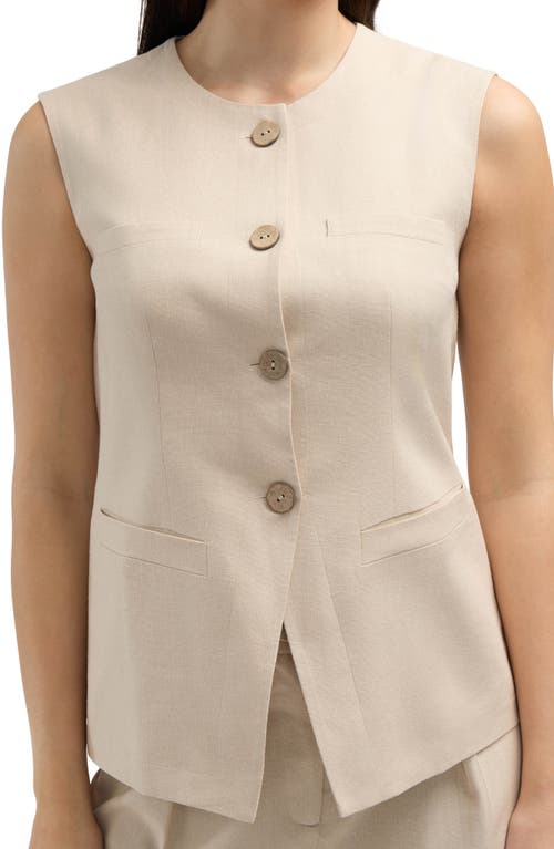 Ellen Tracy Button Front Vest In Linen