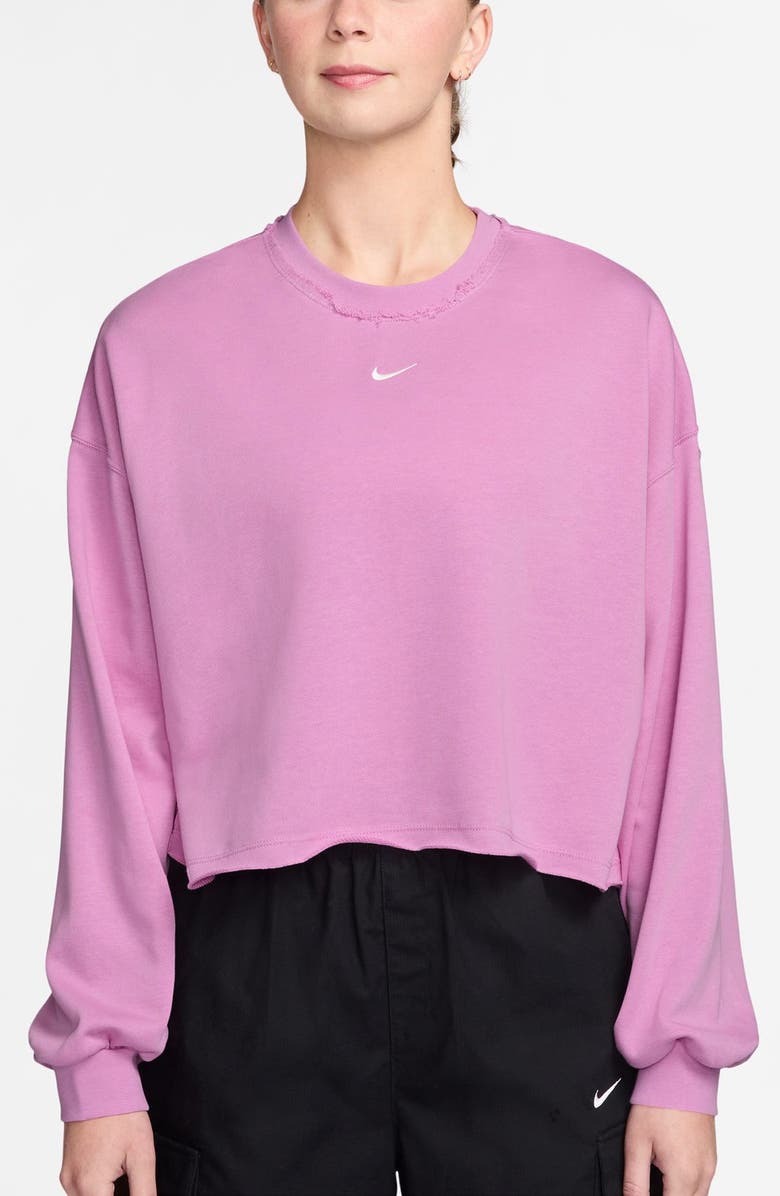 Nike Chill Relaxed Fit French Terry Sweatshirt, Main, color, Light Magenta/ Sail