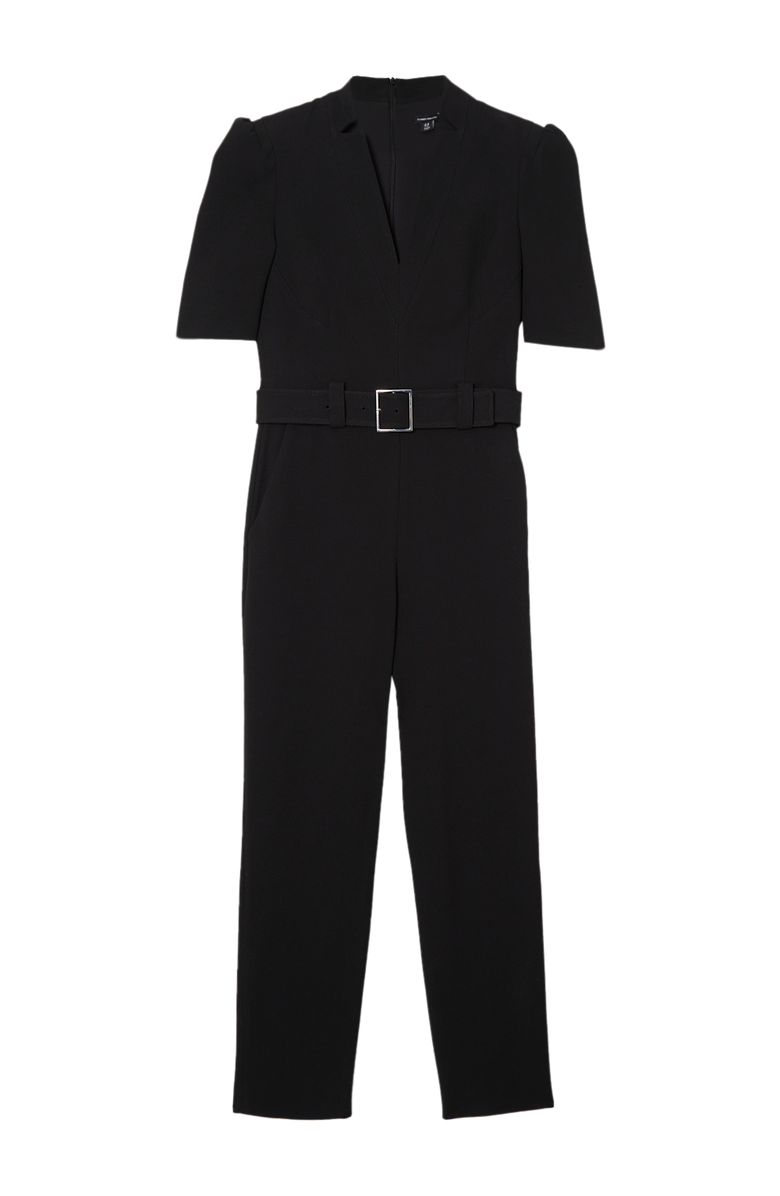 Karen Millen Structured Crepe Forever Belted Jumpsuit, Alternate, color, Black