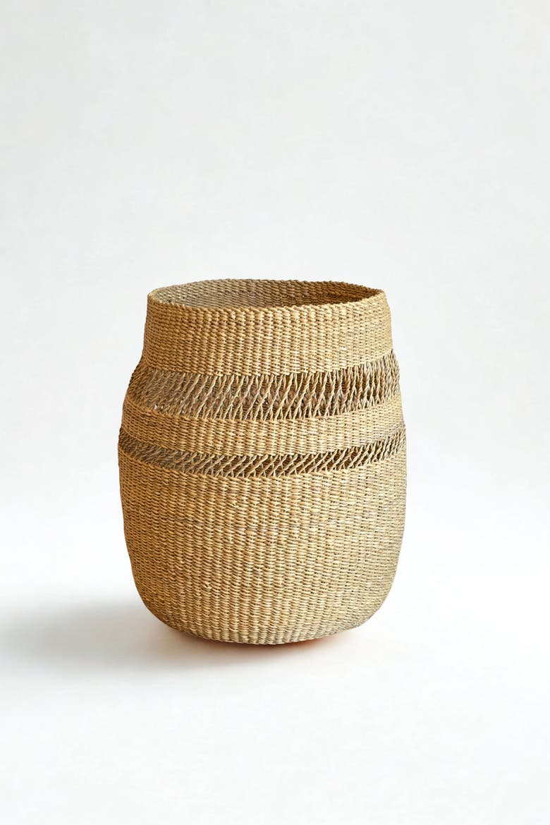 Mixed Weave Natural Planter Basket, Alternate, color, Natural