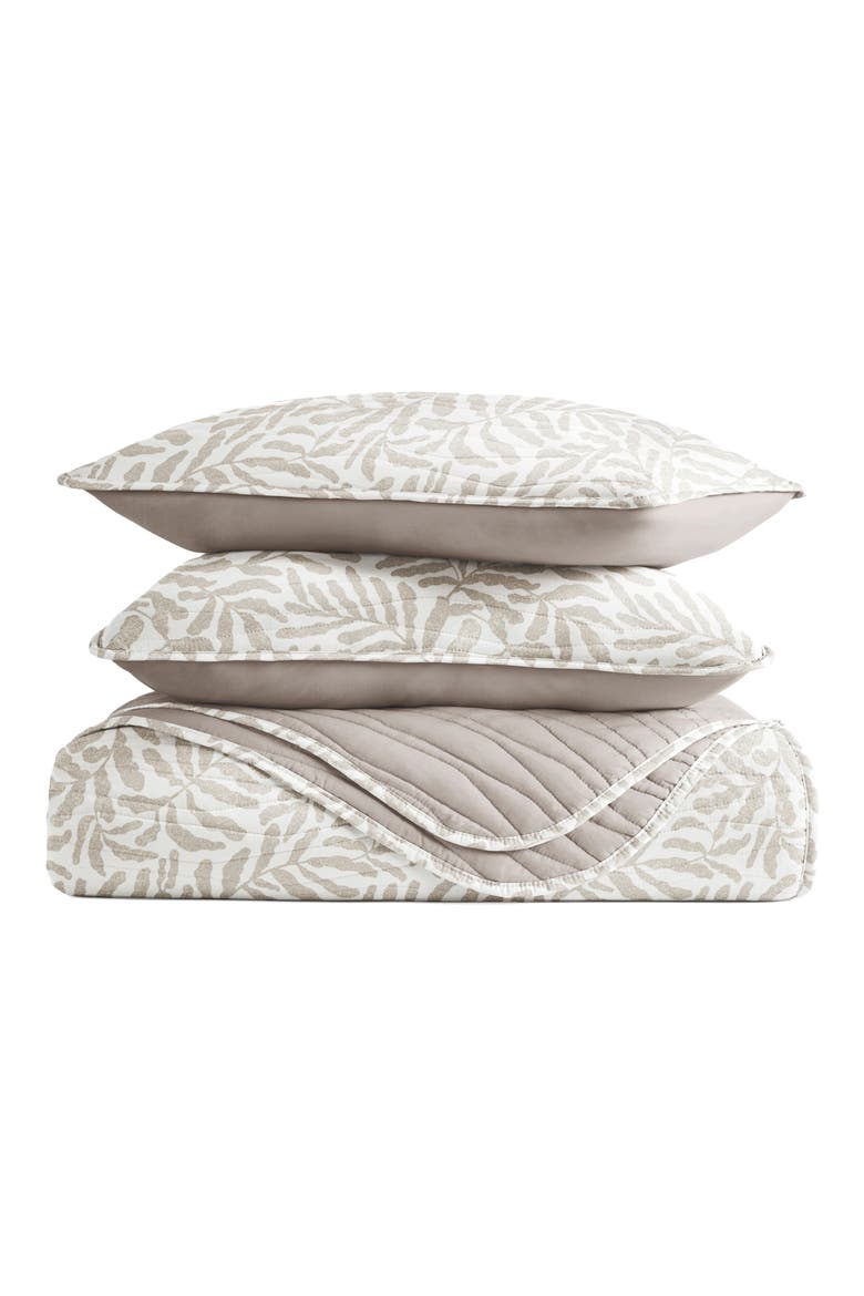 Pattern Reversible Quilt & Sham Set, Main, color, TAUPE