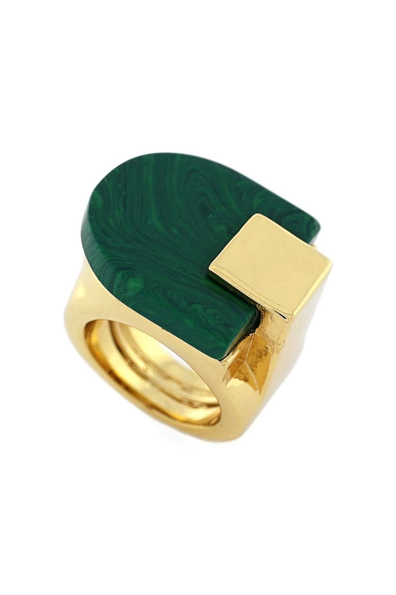 Cut Slab Ring, Main, color, GOLD/ GREEN