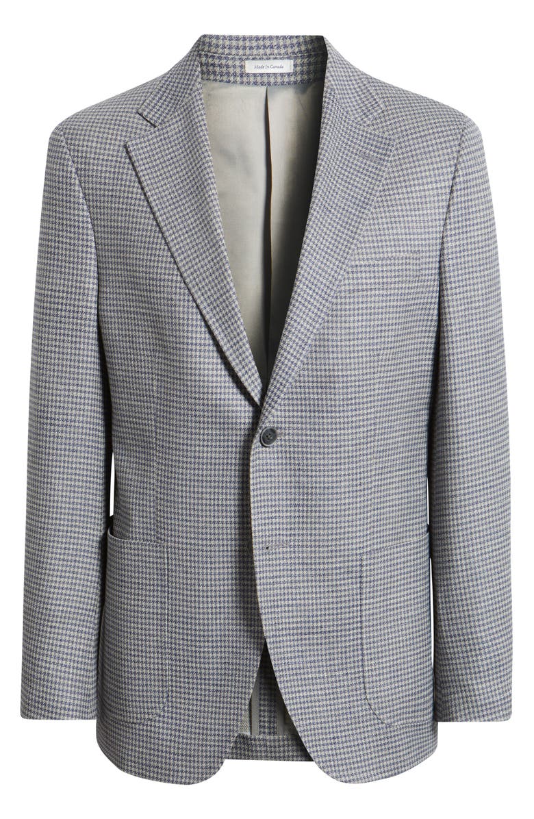 Peter Millar Hyperlight Soft Grey Houndstooth Check Wool & Linen Blend Sport Coat, Alternate, color, Light Grey
