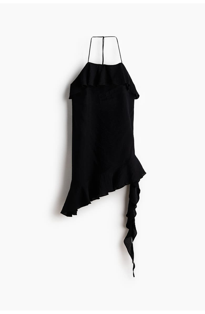 H&M Flounced halterneck dress, Alternate, color, Black