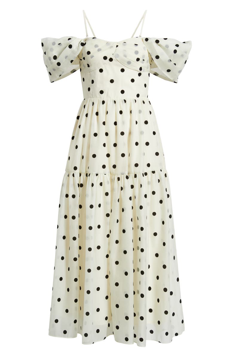Lucy Paris Catarina Off the Shoulder Maxi Dress, Alternate, color, Cream Black