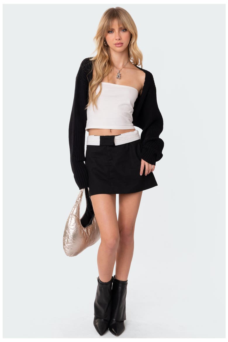 Anya Crop Shrug Sweater, Alternate, color, BLACK