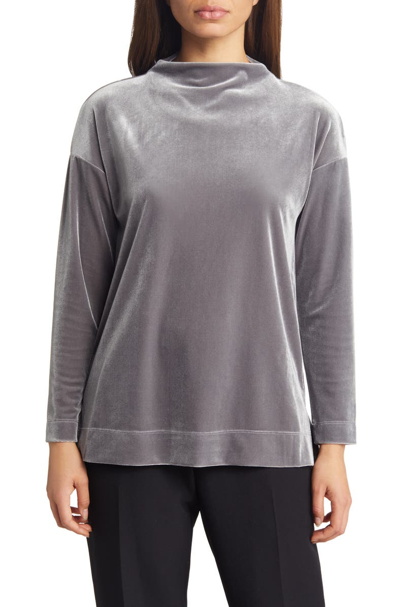 Anne Klein Velour Funnel Neck Pullover, Main, color, 