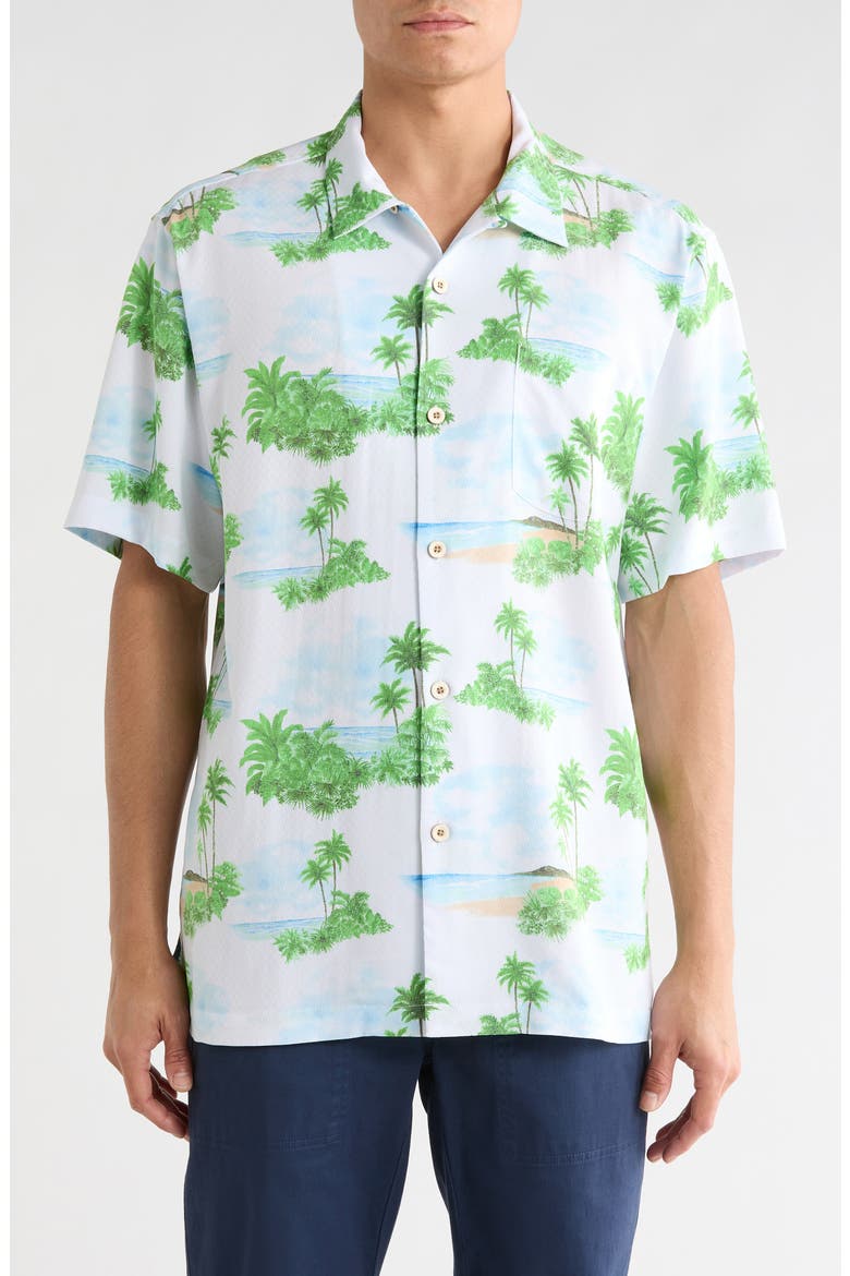Coastal Ease Island Hues Short Sleeve Button-Up Shirt, Main, color, CONTINENTAL