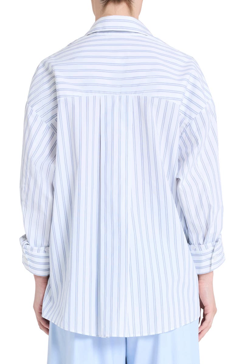 TWP New Earl Stripe Cotton Button-Up Shirt, Alternate, color, White / Midnight