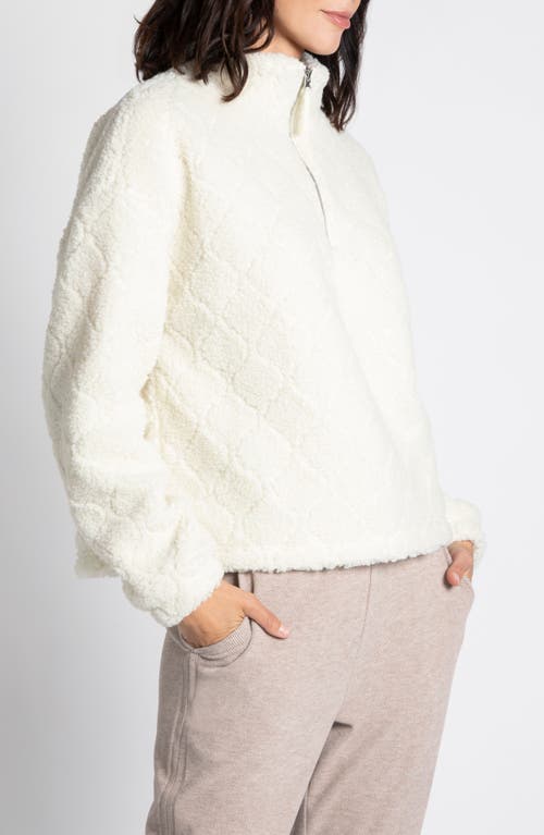 Thread & Supply Barbara Half Zip Fleece Pullover Jacket In White