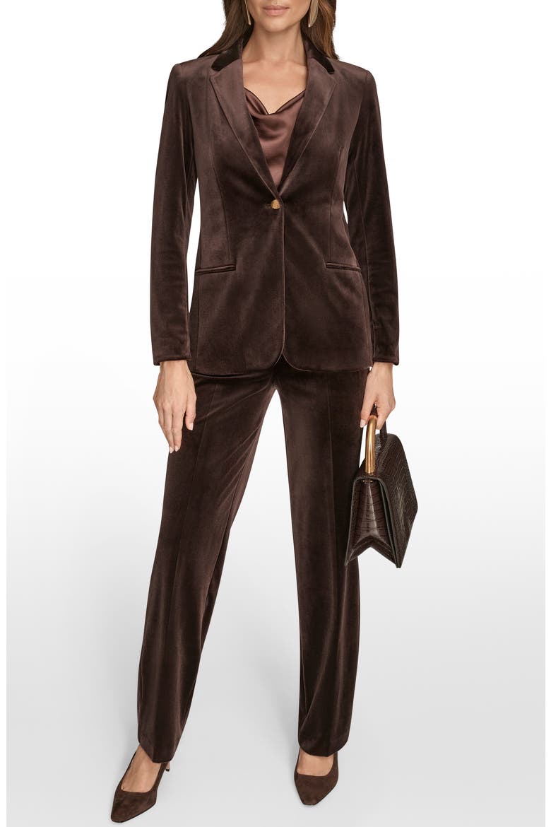One-Button Velvet Jacket, Alternate, color, CHOCOLATE PLUM