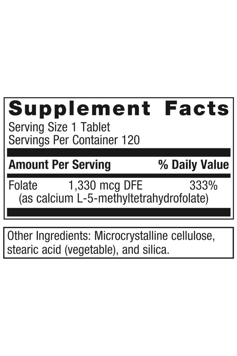 FolaPro L-5-MTHF Folate Methylation Support Supplement 120 Tablets, Alternate, color, None