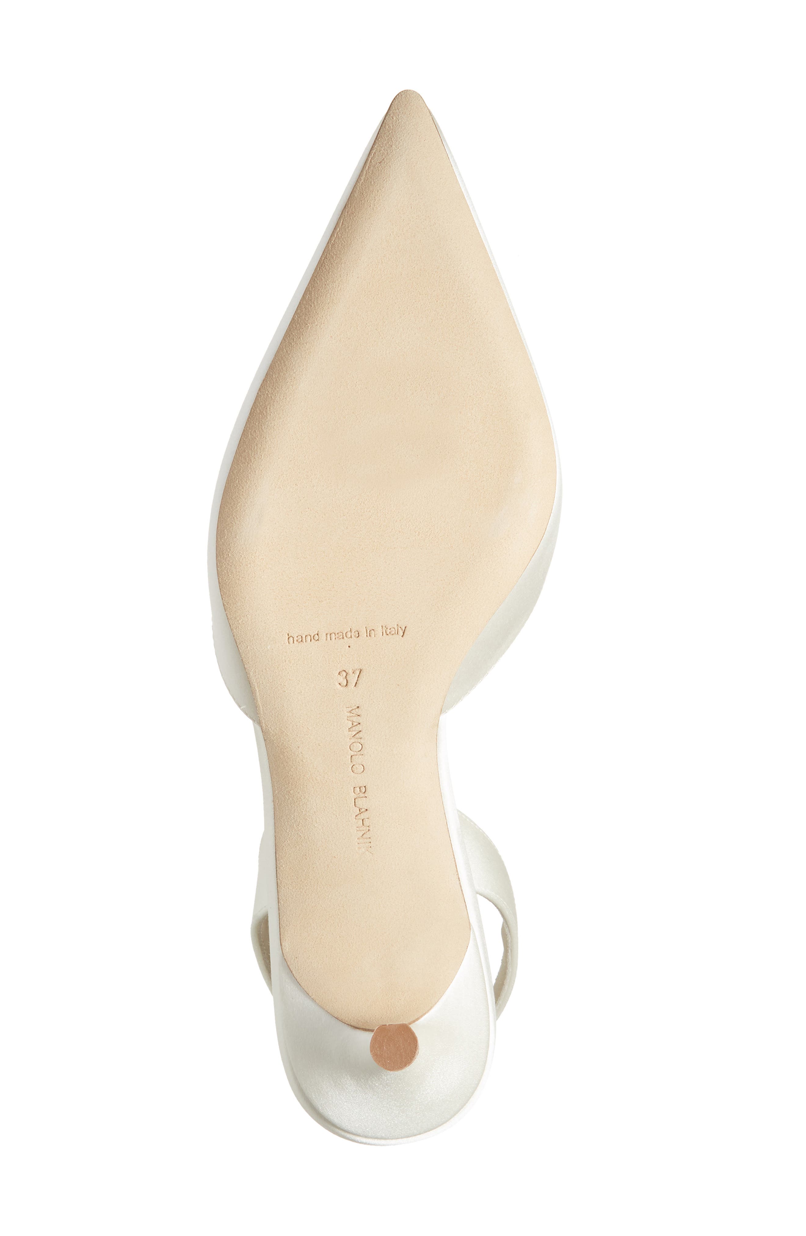 Manolo Blahnik Carolyne Bridal Pointed Toe Slingback Mule, Alternate, color, Cream
