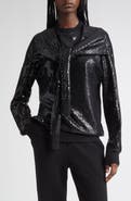 Michael Kors Collection Sequin Embellished Scarf Tie Cashmere Crewneck Sweater