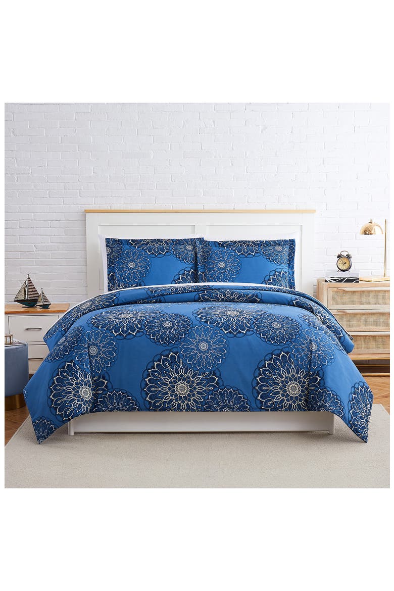Luxury Collection 300 Thread-Count Percale Long Staple 100% Cotton Oversized Duvet Cover Set, Main, color, BLUE