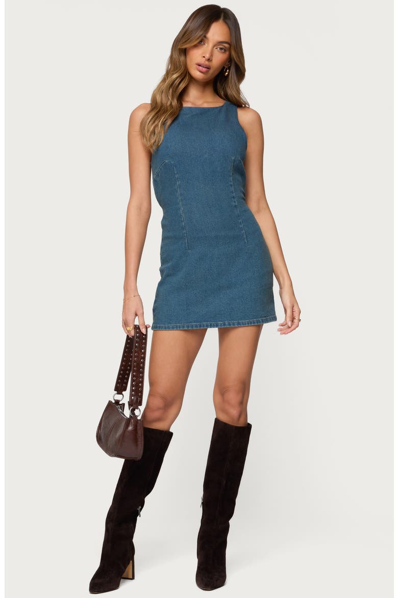 Zurey Sleeveless Denim Romper, Alternate, color, BLUE-WASHED