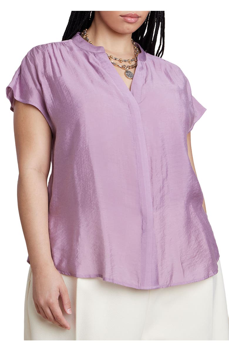 ELOQUII Textured Notch Collar Blouse, Main, color, Mesa Rose