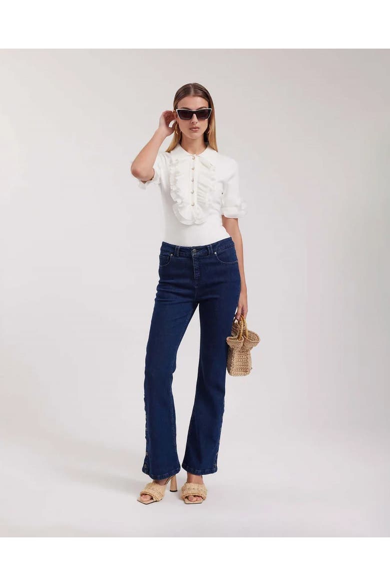Maelys Short Sleeve Luxe Knit Pullover, Alternate, color, White
