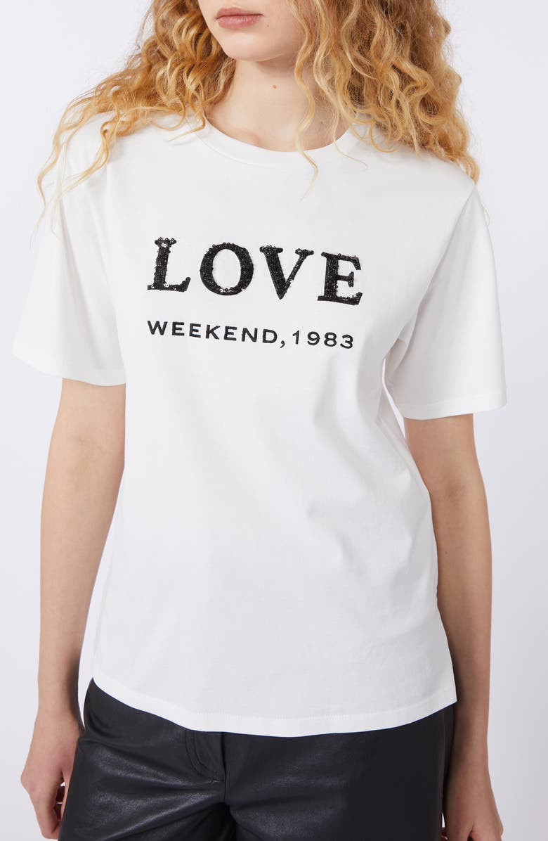 Weekend Max Mara Embellished Graphic T-Shirt, Alternate, color, White