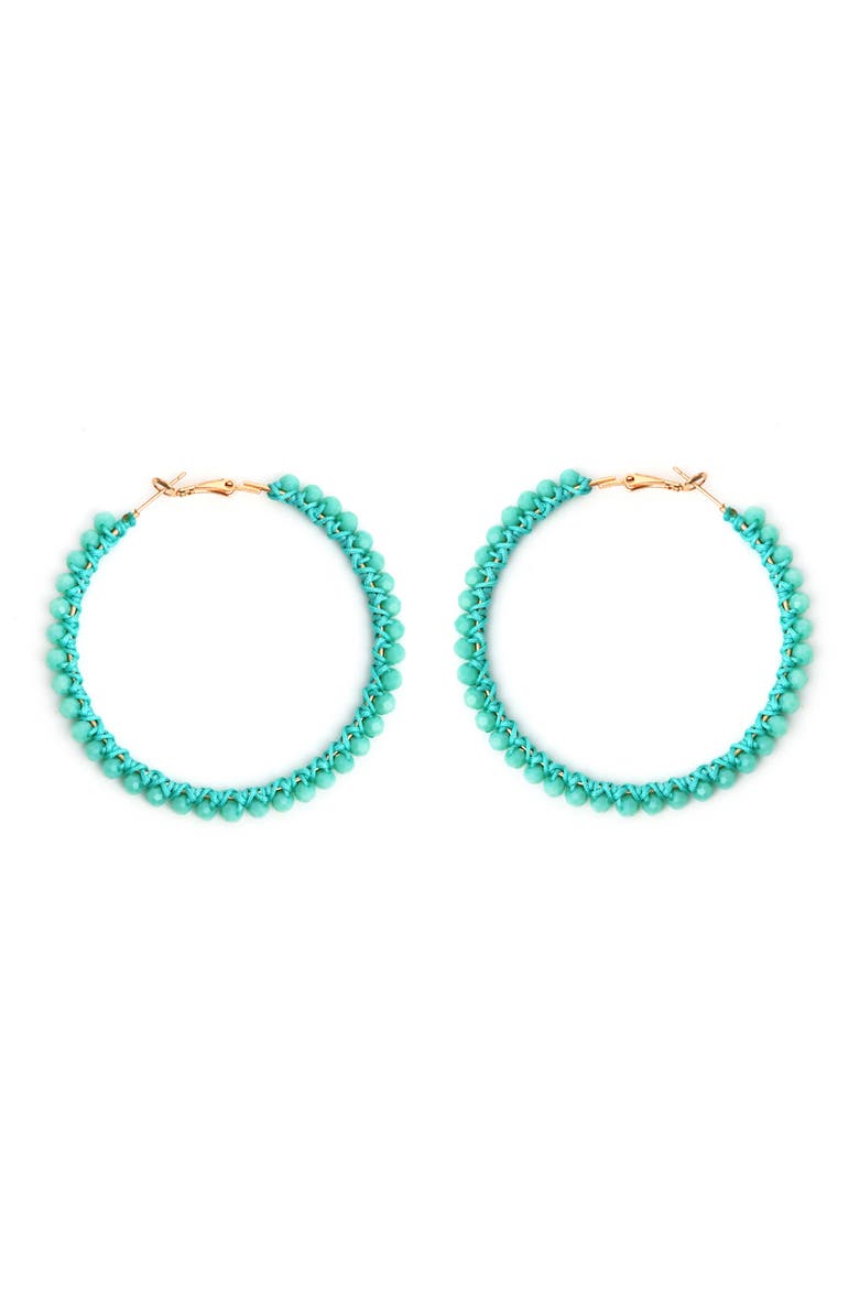 Mint Crystal Wrapped Hoop Earrings, Main, color, MINT