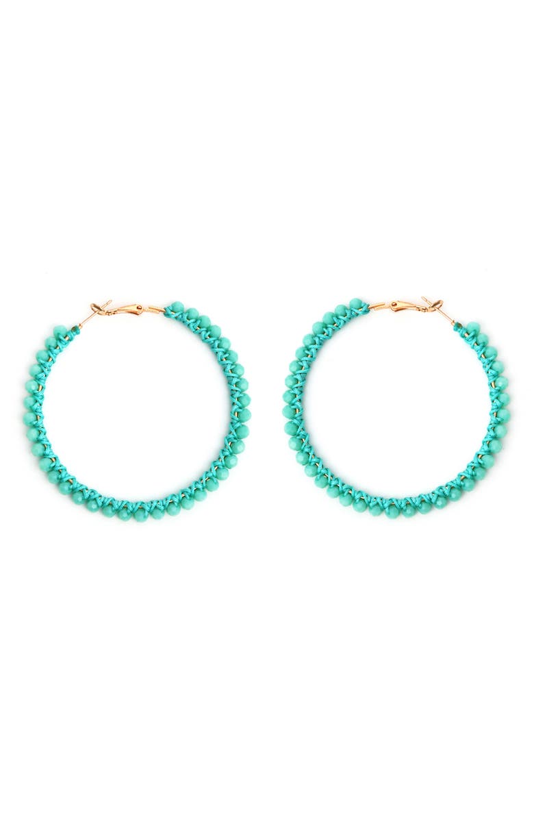 Panacea Mint Crystal Wrapped Hoop Earrings, Main, color, Mint