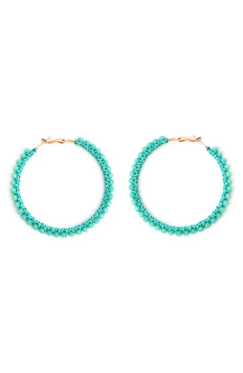 Mint Crystal Wrapped Hoop Earrings