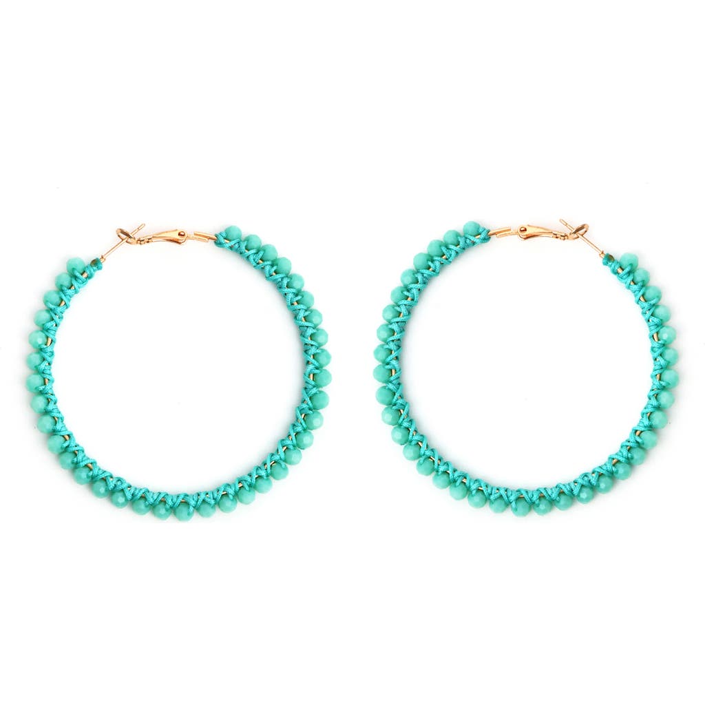 Panacea Mint Crystal Wrapped Hoop Earrings In Green