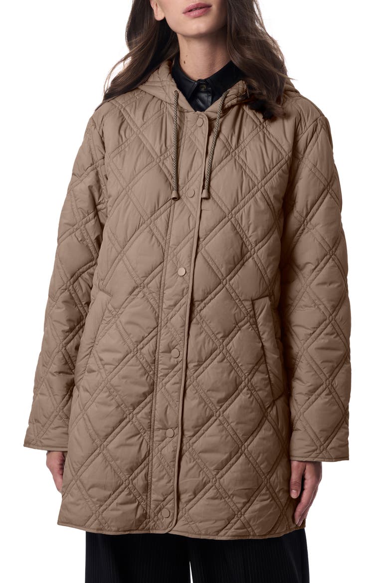Hooded Quilted Liner Jacket, Main, color, DUSTY TAUPE