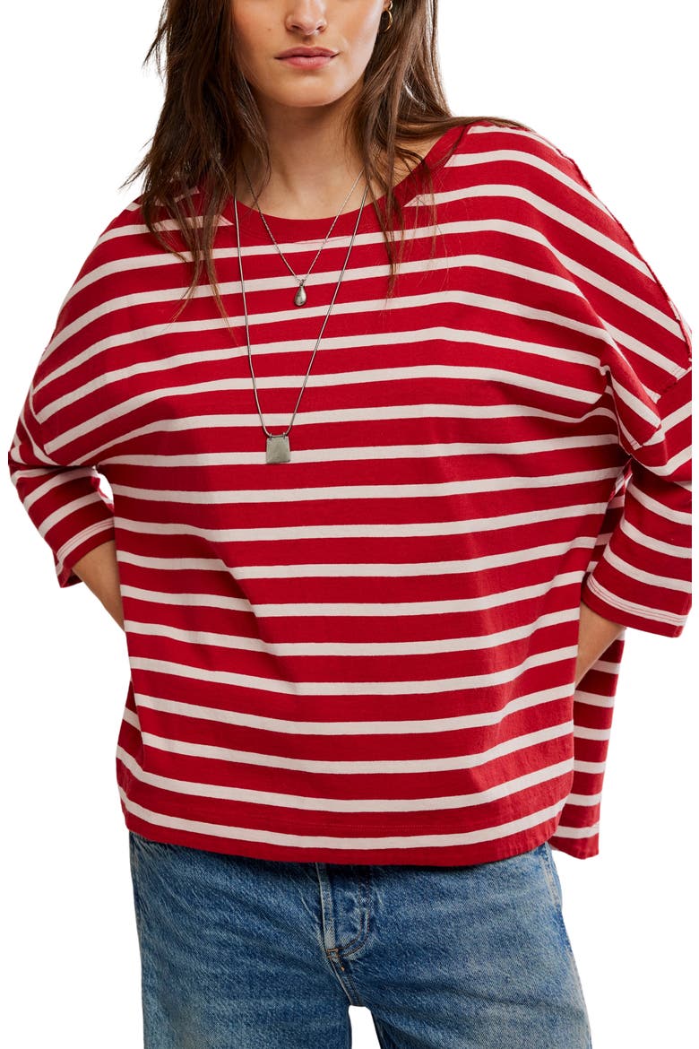 Second Sense Striped T-Shirt, Main, color, BERRY COMB0