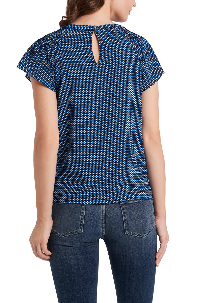 CeCe Geometric Print Flutter Sleeve Blouse, Alternate, color, 