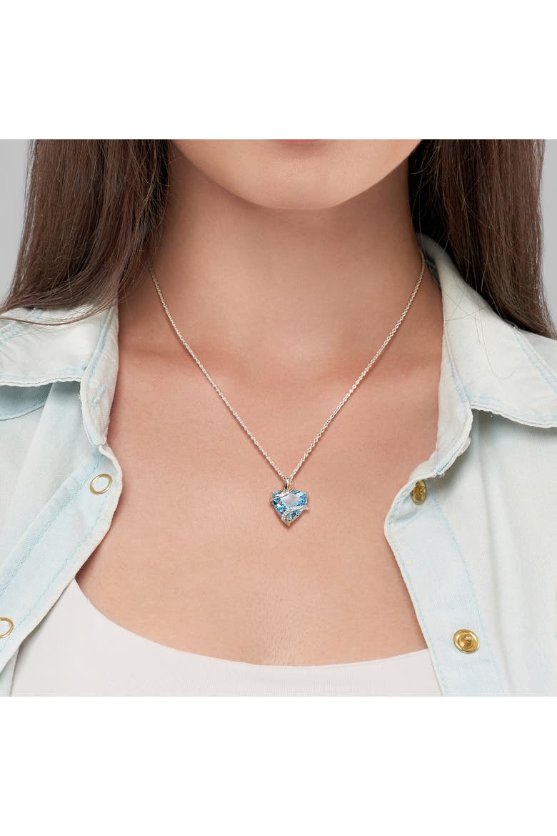 Gemstones & White Topaz Trilliant Necklace, Alternate, color, Blue Topaz