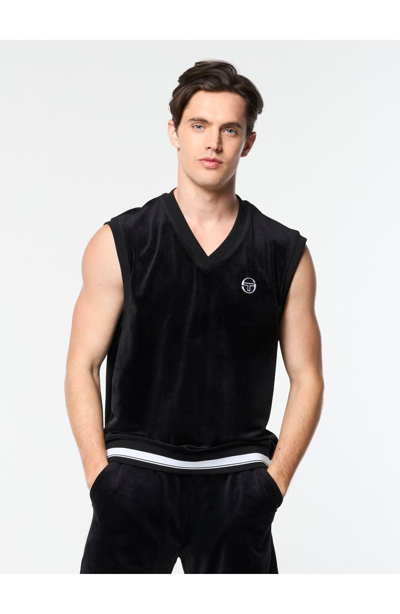Sergio Tacchini Renzo Velour Vest, Main, color, Black Beauty