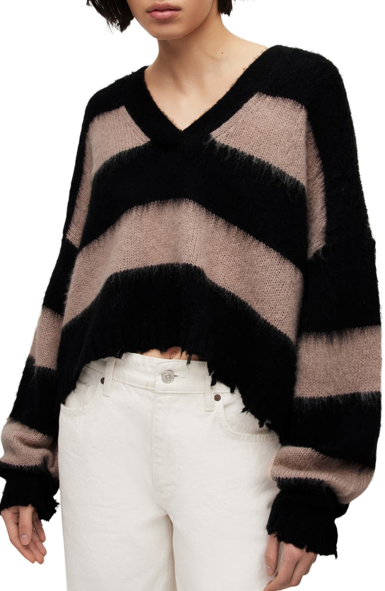 AllSaints Lou Stripe Crop Sweater, Main, color,