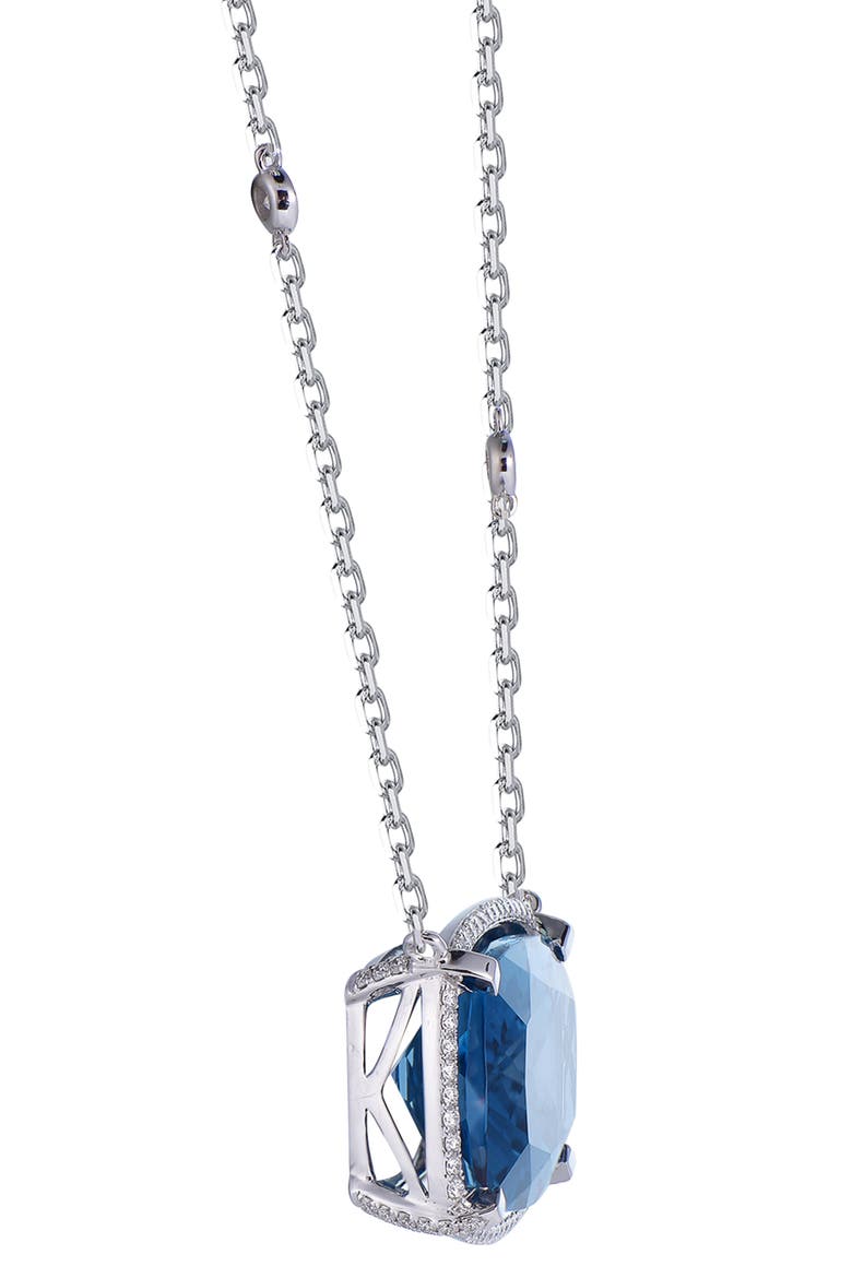 London Blue Topaz Necklace with Diamonds, Alternate, color, London Blue
