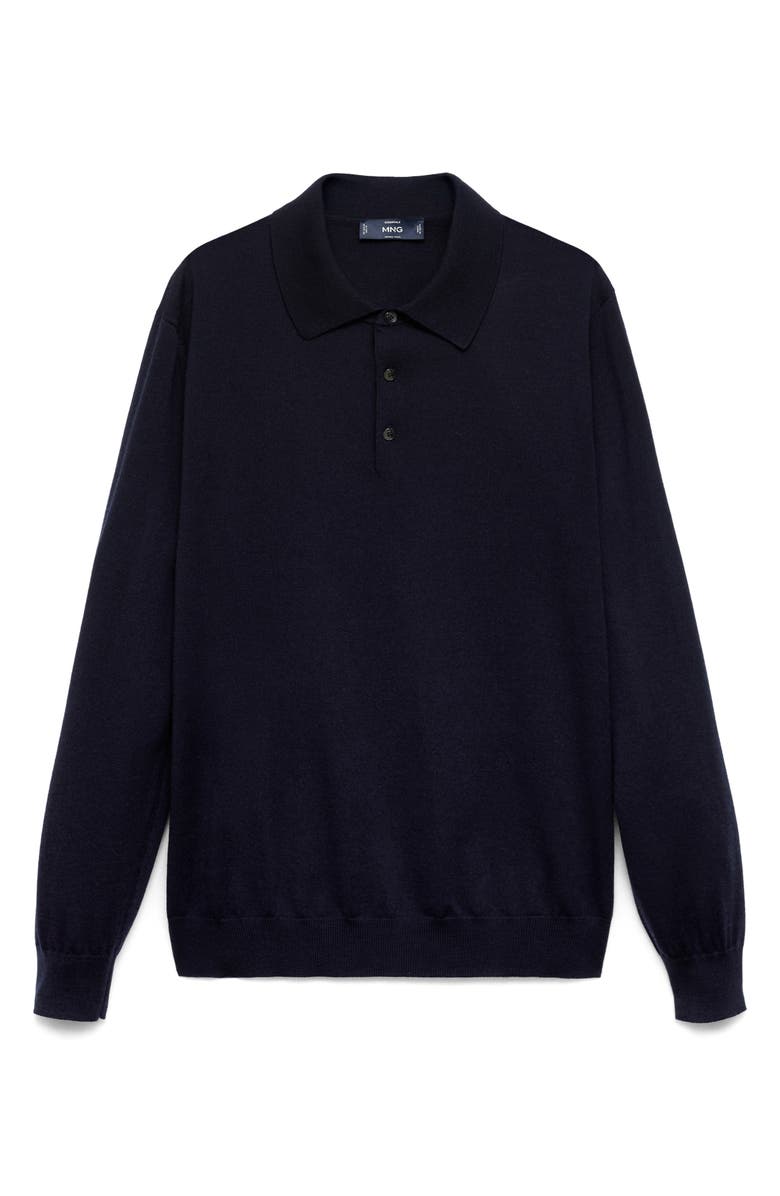 MANGO Wool Sweater Polo, Alternate, color, Navy