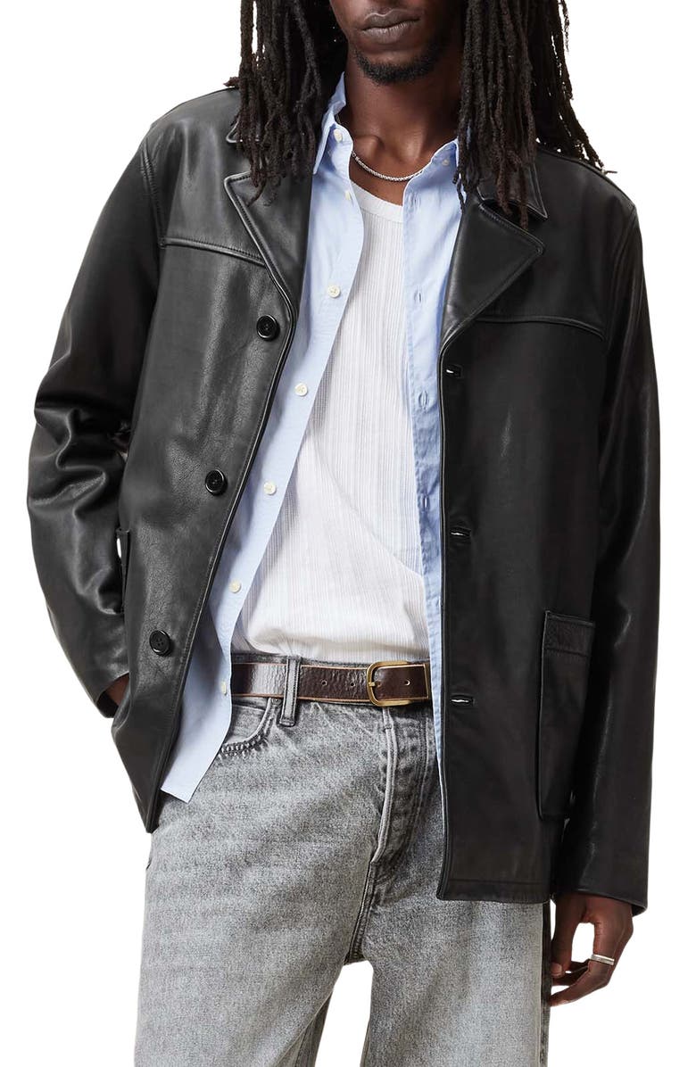 AllSaints Lucas Leather Jacket, Main, color, 