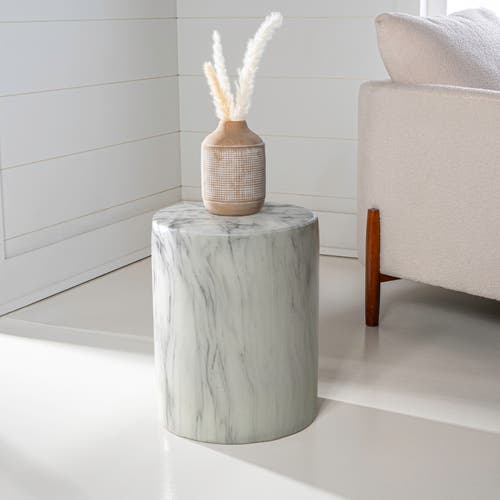 Jonathan Y Troy 16" Modern Minimalist Faux Marble Column Indoor/outdoor Accent Table In Black/white
