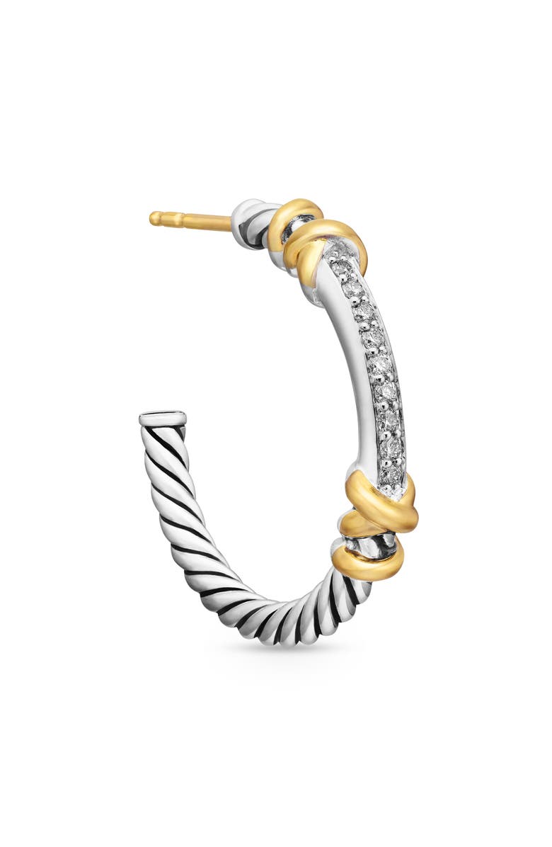 David Yurman Petite Helena Wrap Hoop Earrings with 18K Gold & Diamonds, Alternate, color, Diamond/ Yellow Gold