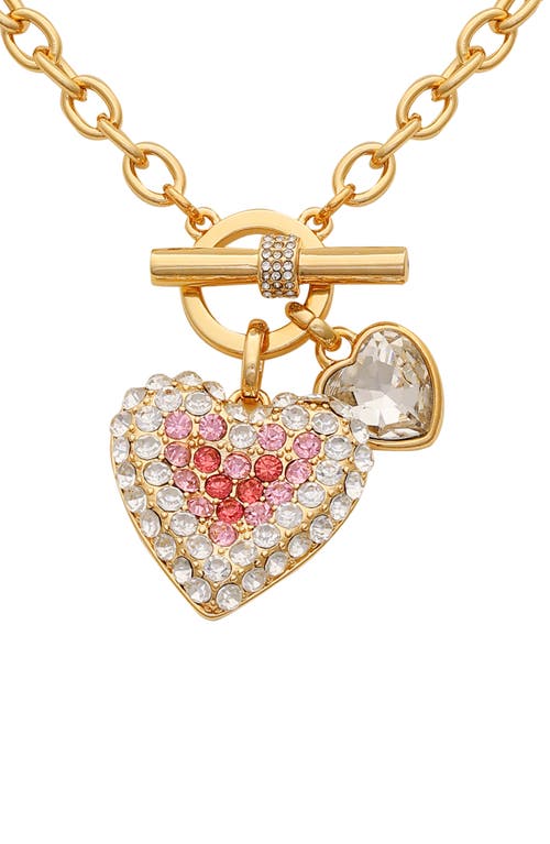 Guess Crystal Heart Toggle Necklace In Gold