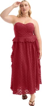 June + Vie Ruffled Peplum Corseted Midi Dress
