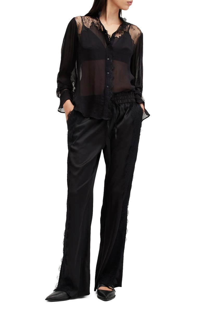 AllSaints Rory Lace Shirt, Alternate, color, 