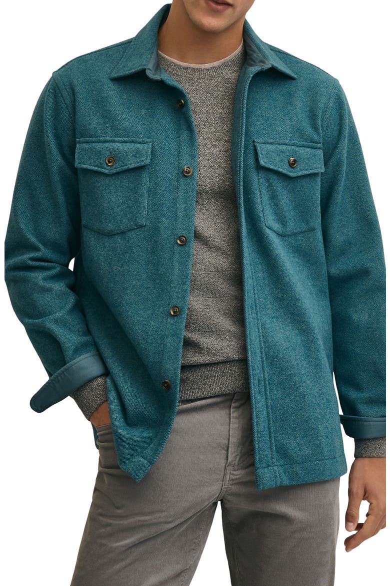 Wool Blend Overshirt, Main, color, TEAL